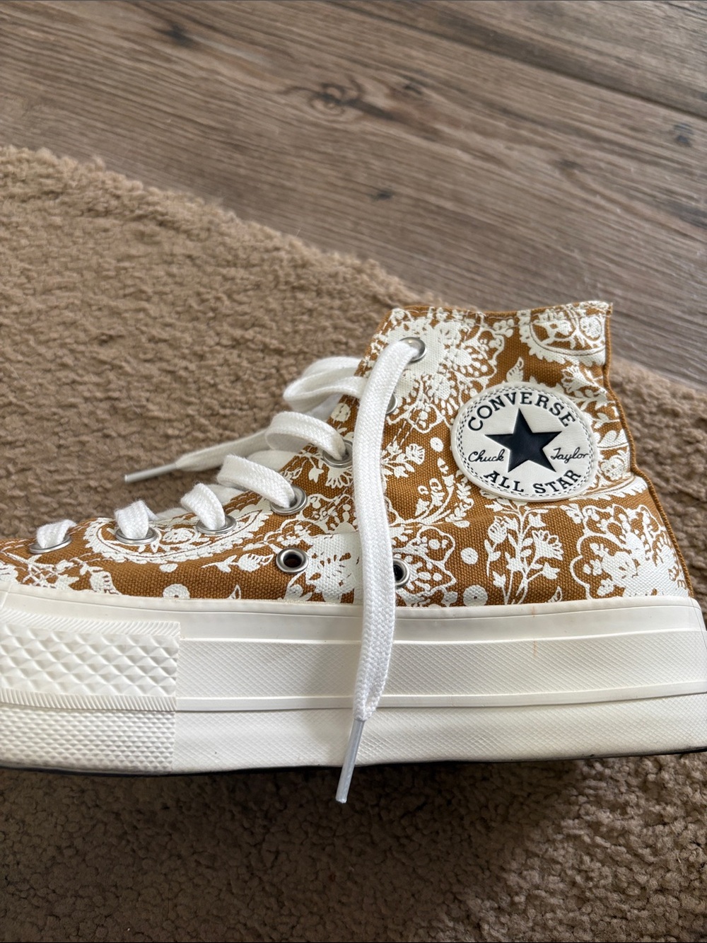 Converse Tan Paisley High-Top Lace-Up Sneakers - Picture 2 of 3